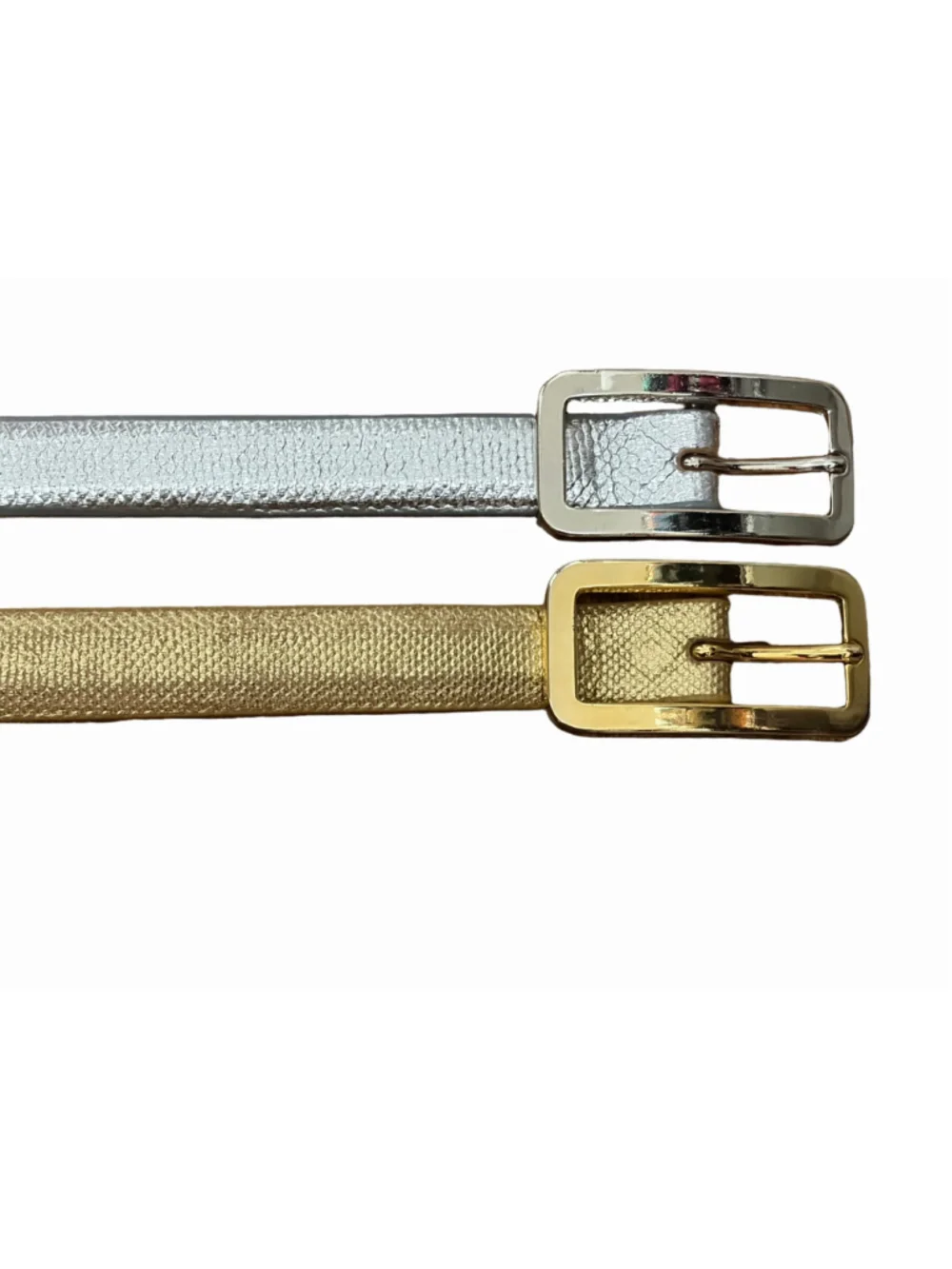 Kleinberg Sherrill for Saks 5th Ave Genuine Karung Skinny Belt Silver & Gold-S